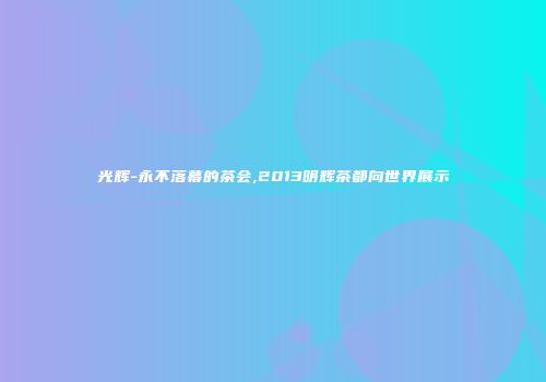 光辉-永不落幕的茶会,2013明辉茶都向世界展示