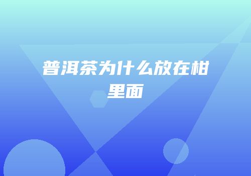 普洱茶为什么放在柑里面