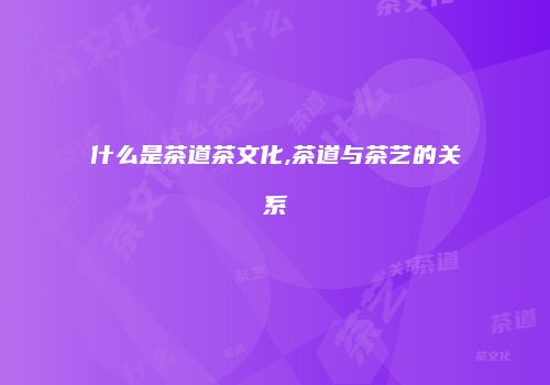 什么是茶道茶文化,茶道与茶艺的关系