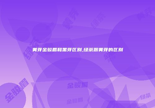 黄芽金骏眉和黑芽区别,绿茶跟黄芽的区别
