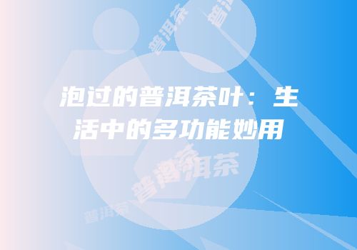 泡过的普洱茶叶：生活中的多功能妙用