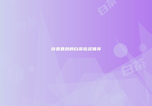 诗意盎然的白茶佳名推荐
