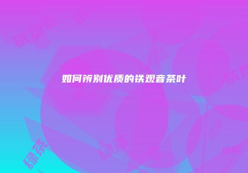 如何辨别优质的铁观音茶叶