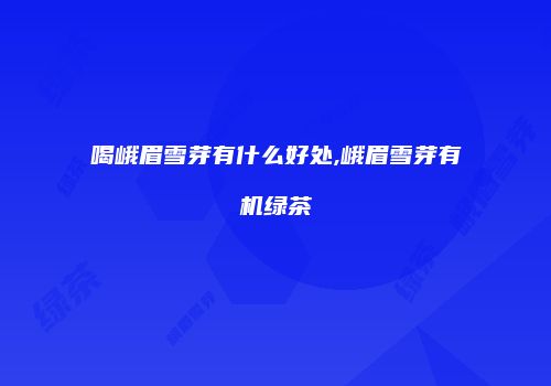 喝峨眉雪芽有什么好处,峨眉雪芽有机绿茶