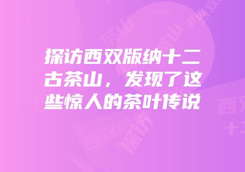 探访西双版纳十二古茶山，发现了这些惊人的茶叶传说