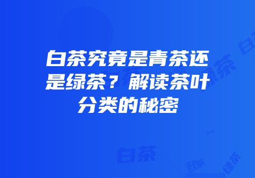 白茶究竟是青茶还是绿茶？解读茶叶分类的秘密