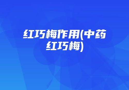 红巧梅作用(中药红巧梅)