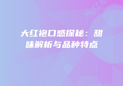 大红袍口感探秘：甜味解析与品种特点