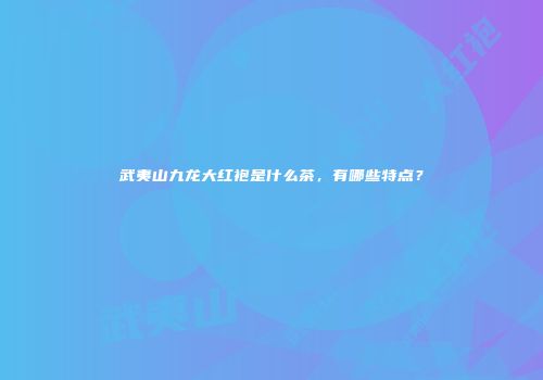武夷山九龙大红袍是什么茶，有哪些特点？