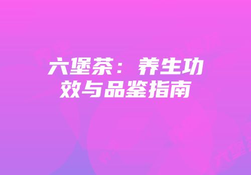 六堡茶：养生功效与品鉴指南