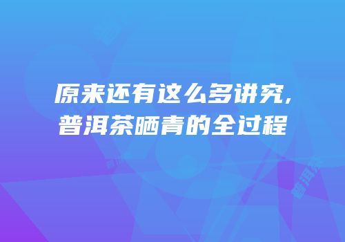 原来还有这么多讲究,普洱茶晒青的全过程