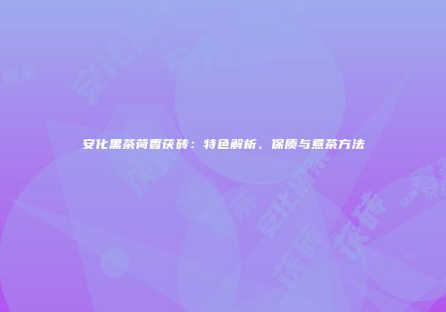 安化黑茶荷香茯砖：特色解析、保质与煮茶方法