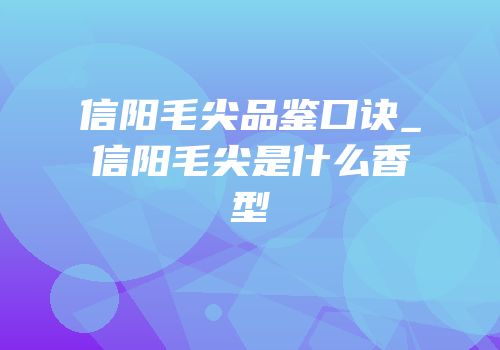 信阳毛尖品鉴口诀_信阳毛尖是什么香型