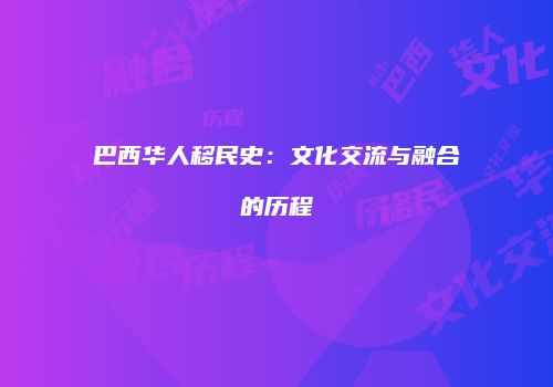 巴西华人移民史：文化交流与融合的历程