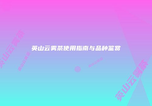 英山云雾茶使用指南与品种鉴赏