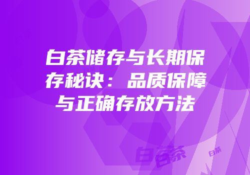 白茶储存与长期保存秘诀：品质保障与正确存放方法