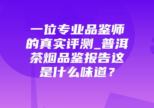 一位专业品鉴师的真实评测_普洱茶烟品鉴报告这是什么味道？