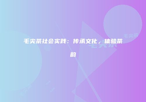 毛尖茶社会实践：传承文化，体验茶韵