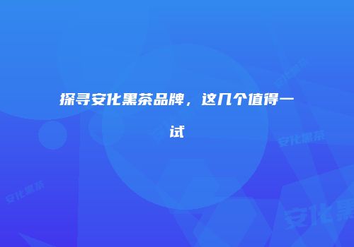 探寻安化黑茶品牌，这几个值得一试