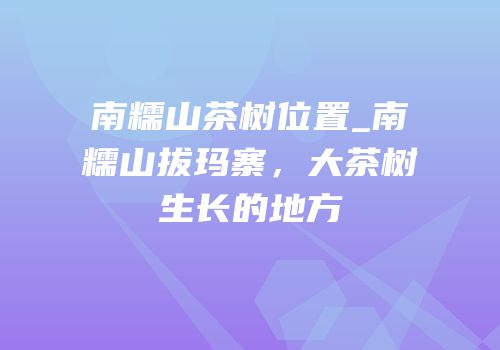 南糯山茶树位置_南糯山拔玛寨，大茶树生长的地方
