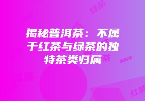 揭秘普洱茶：不属于红茶与绿茶的独特茶类归属