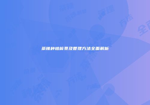 茶辣种植前景及管理方法全面解析
