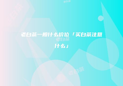 老白茶一般什么价位「买白茶注意什么」