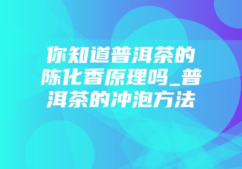 你知道普洱茶的陈化香原理吗_普洱茶的冲泡方法
