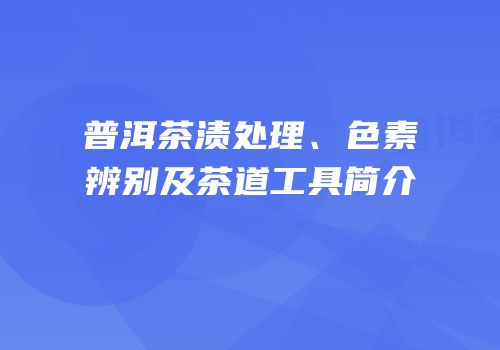 普洱茶渍处理、色素辨别及茶道工具简介