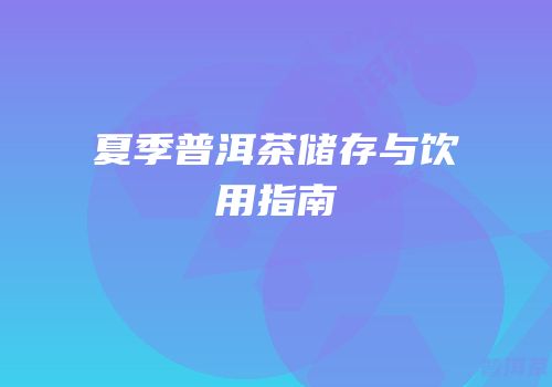 夏季普洱茶储存与饮用指南
