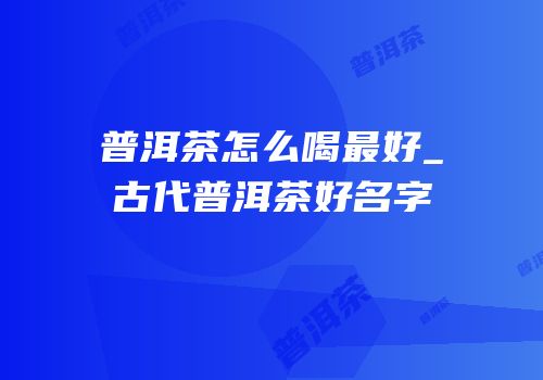 普洱茶怎么喝最好_古代普洱茶好名字