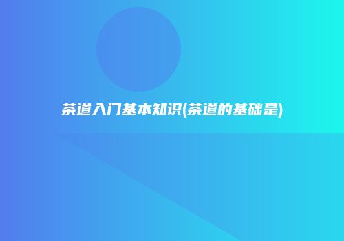 茶道入门基本知识(茶道的基础是)