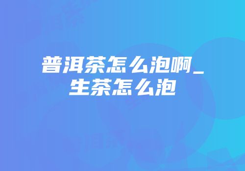普洱茶怎么泡啊_生茶怎么泡