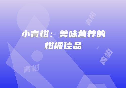 小青柑：美味营养的柑橘佳品