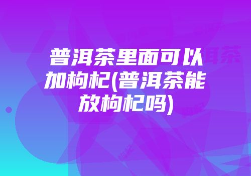 普洱茶里面可以加枸杞(普洱茶能放枸杞吗)