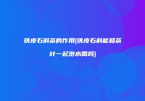 铁皮石斛茶的作用(铁皮石斛能和茶叶一起泡水喝吗)