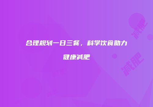 合理规划一日三餐，科学饮食助力健康减肥