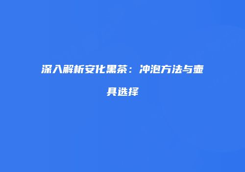 深入解析安化黑茶：冲泡方法与壶具选择
