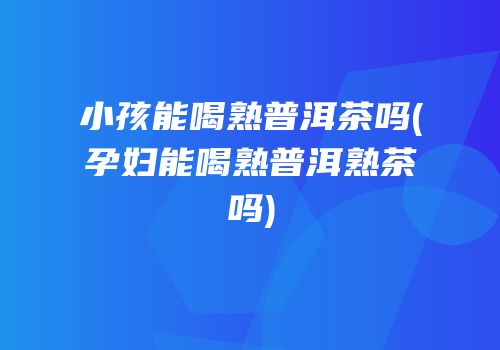 小孩能喝熟普洱茶吗(孕妇能喝熟普洱熟茶吗)