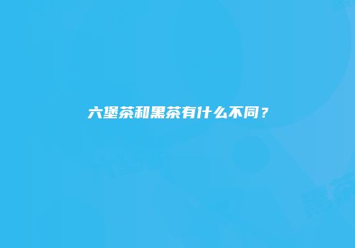 六堡茶和黑茶有什么不同？