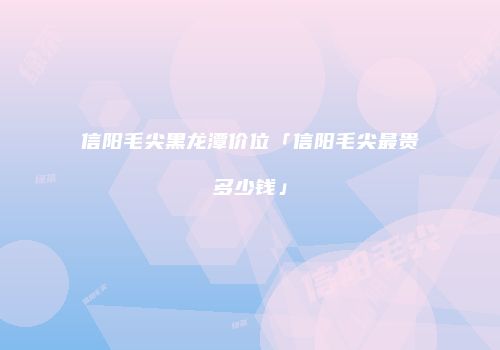 信阳毛尖黑龙潭价位「信阳毛尖最贵多少钱」