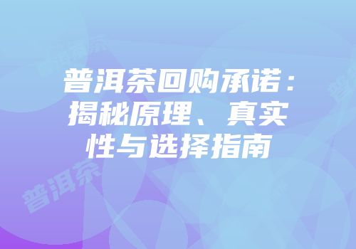 普洱茶回购承诺：揭秘原理、真实性与选择指南