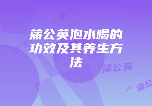 蒲公英泡水喝的功效及其养生方法