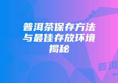 普洱茶保存方法与最佳存放环境揭秘
