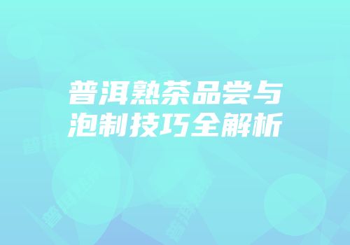 普洱熟茶品尝与泡制技巧全解析