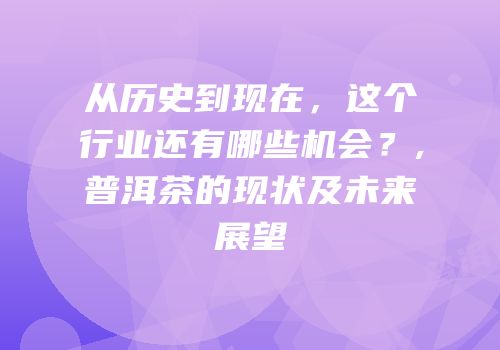 从历史到现在，这个行业还有哪些机会？,普洱茶的现状及未来展望
