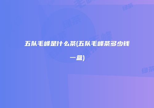 五队毛峰是什么茶(五队毛峰茶多少钱一盒)
