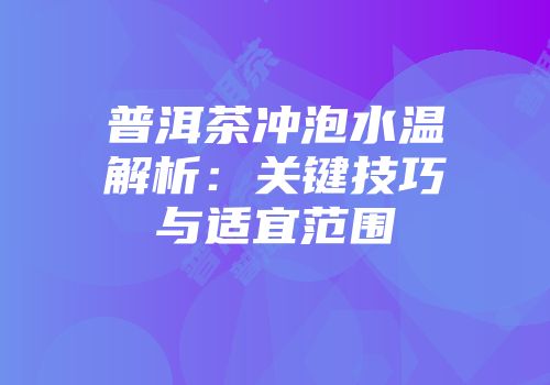 普洱茶冲泡水温解析：关键技巧与适宜范围