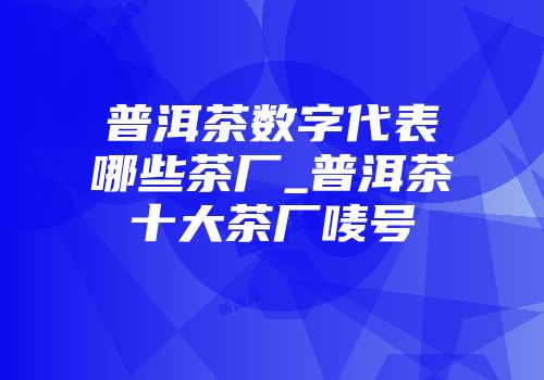 普洱茶数字代表哪些茶厂_普洱茶十大茶厂唛号