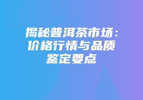 揭秘普洱茶市场：价格行情与品质鉴定要点